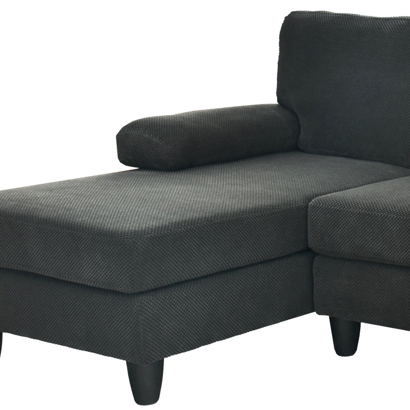 Canapé en U avec rembourrage en méridienne et accoudoirs moelleux, Gris