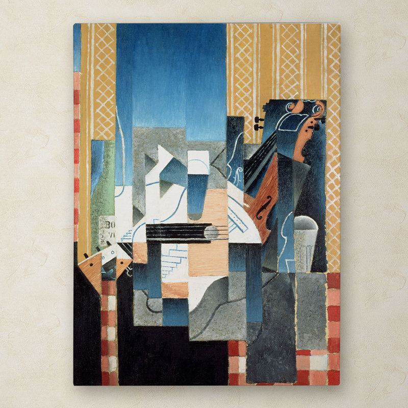 "Nature morte avec violon et guitare" par Juan Gris, reproduction d'art sur toile tendue, H 47 po x l 35 po x P 2 po
