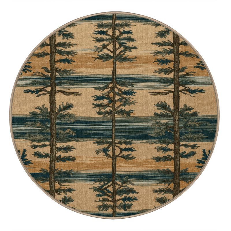 Tapis brun lavable à la machine, Rond 4 pi