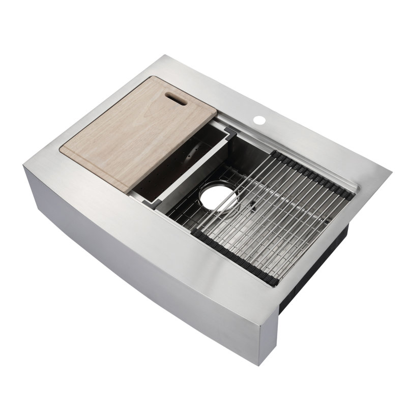 Blanchard 33'' L Dual Mount Single Bowl Stainless Steel Kitchen Sink