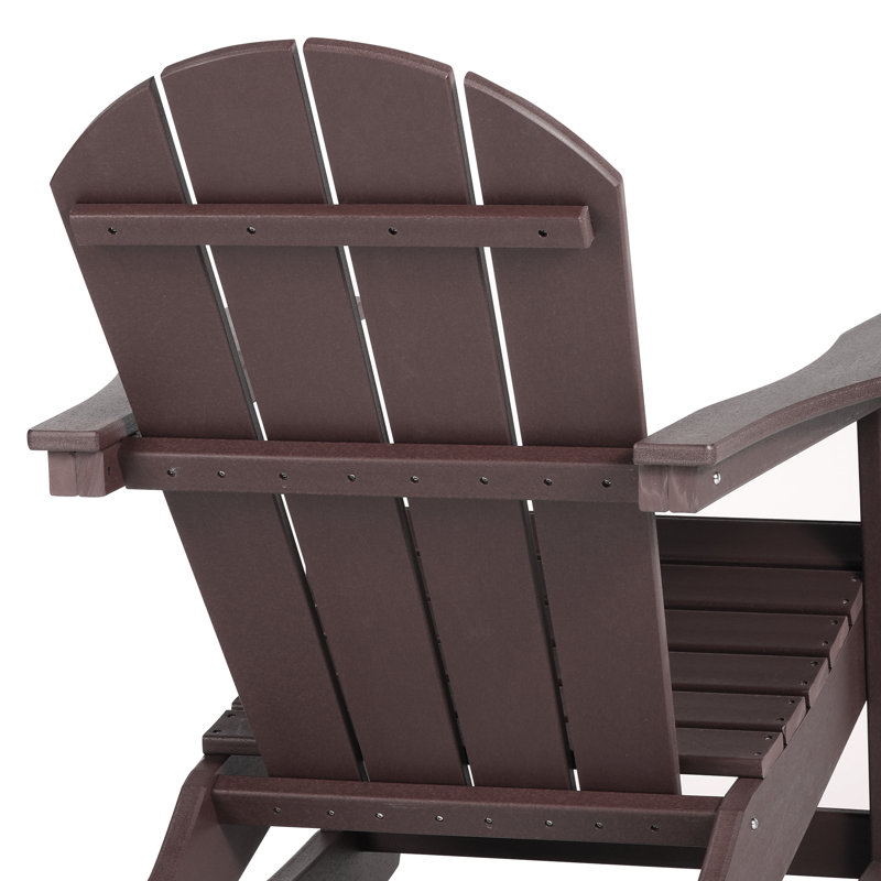 Chaise Adirondack à bascule en plastique avec table Laguna, Marron foncé
