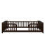 Lit sur pied avec entrée centrale, structure Montessori en bois de pin avec garde-corps, lit plateforme à profil bas-1185732448