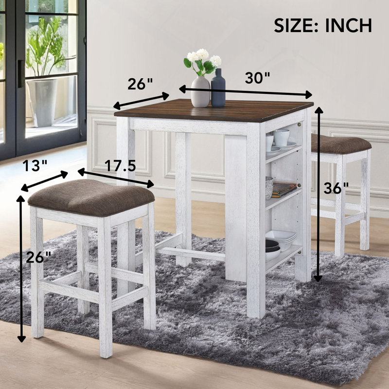 Ensemble de comptoir 3 pièces pour espace de rangement pour petit espace Design de ferme moderne Conception rétro Facile à assembler