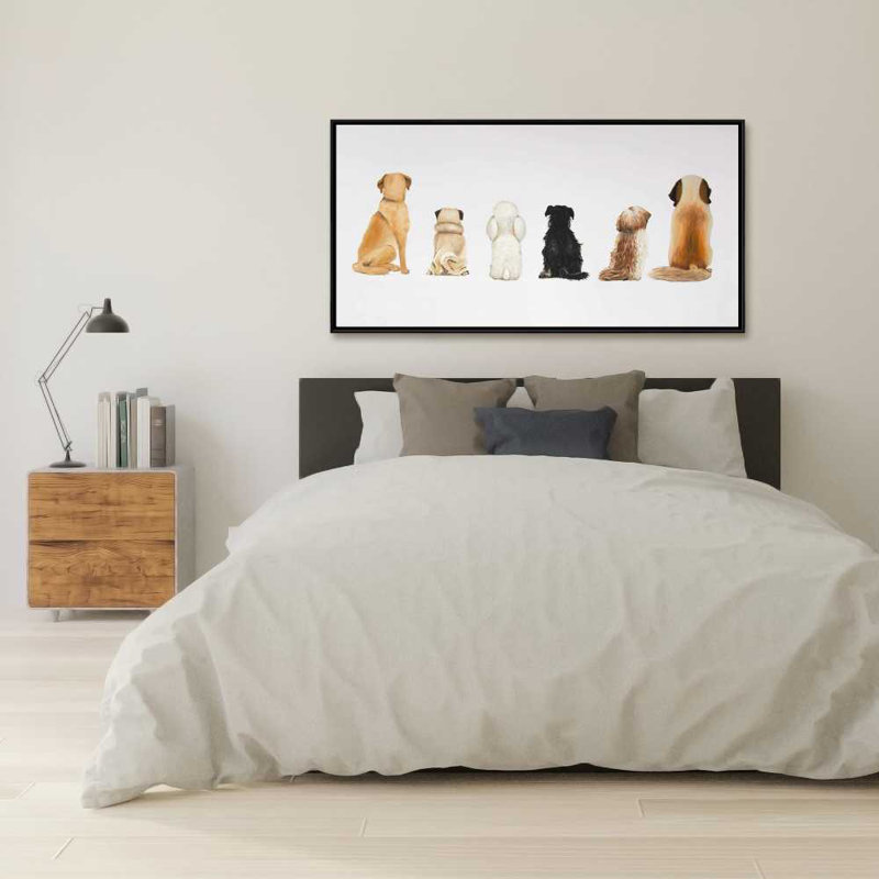 Man's Best Friend Back View - White Framed Canvas Decor