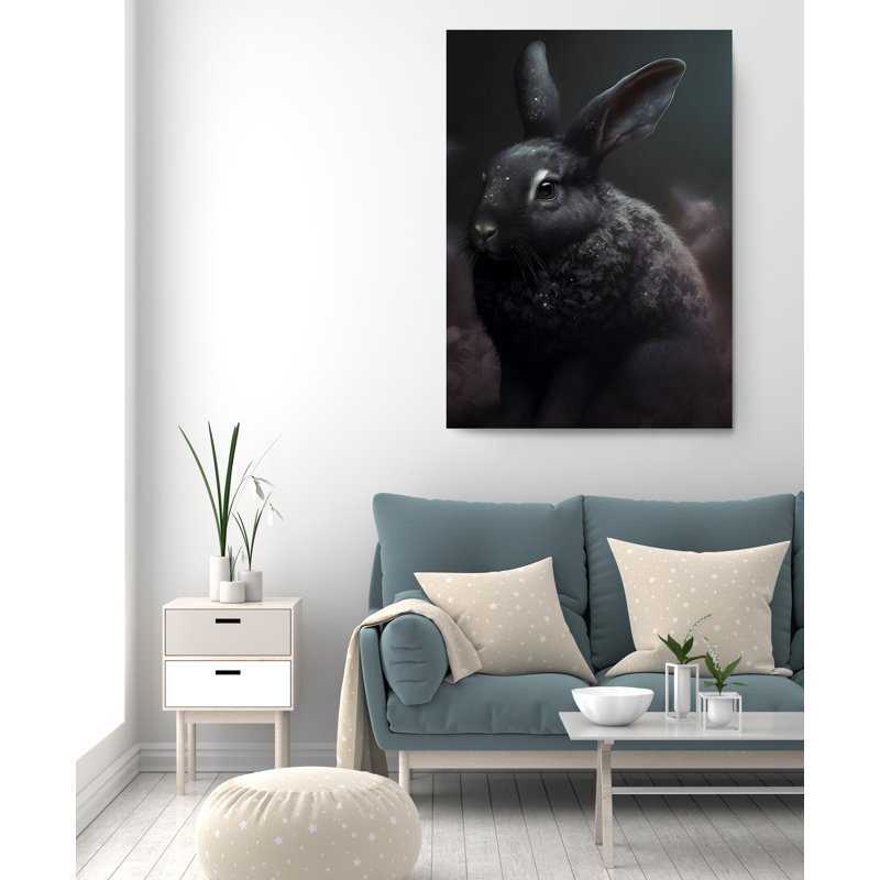 " Lucky Black Bunny ", 24" H x 16" W x 1" D