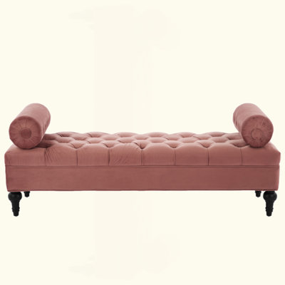 Modern Bedroom Bench,Bench For End Of Bed,Velvet Upholstered Bench With 2 Detachable Pillows,Comfy Upholstered Footstool,Ottoman For Bedroom,Living Room, Entryway