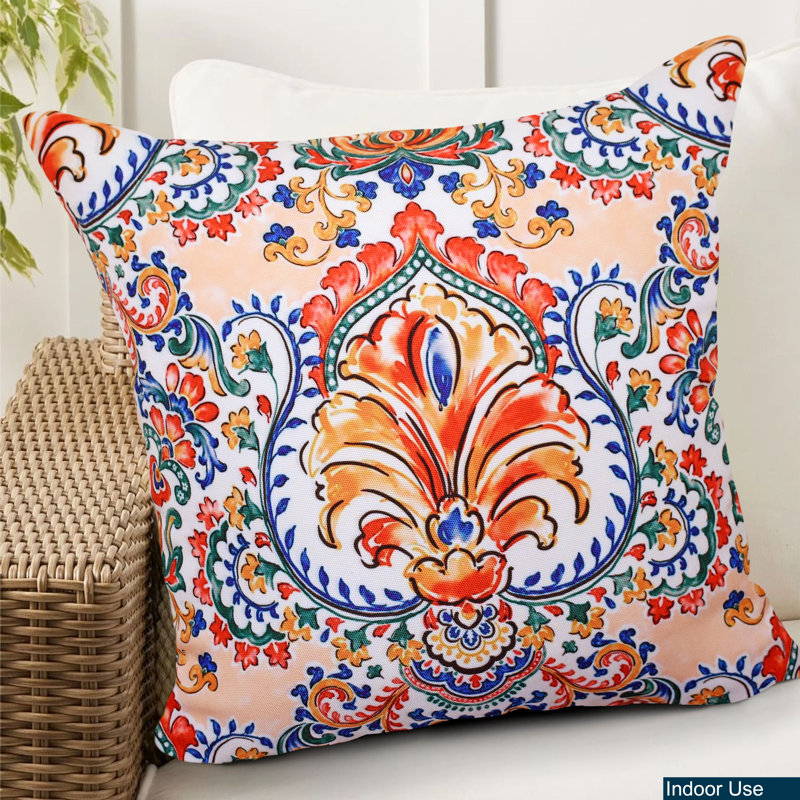 Coussin intérieur/extérieur Floral, Blanc