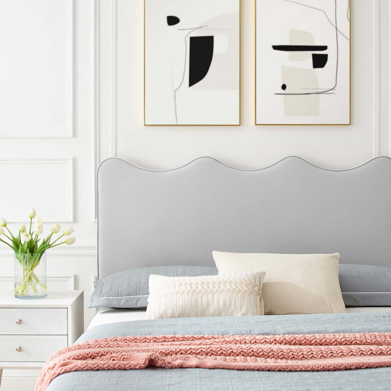 Modway Current Performance Velvet Platform Bed, Light Gray, King