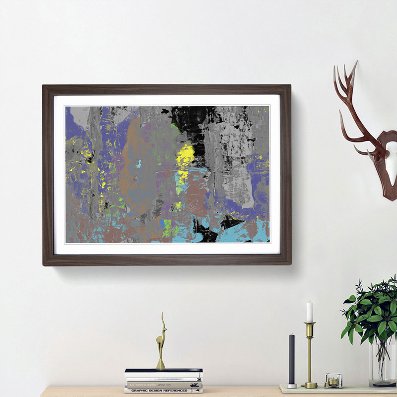 Abstract Art Painting Vol.71 by S.Johnson - Picture Frame Painting Print, 48cm H x 65cm W x 2cm D, Walnut Framed
