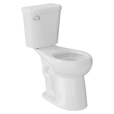 Elongated Two Piece Toilet 21 Inch Raised Seat Comfort Height Toilet Ceramic Construction with Excluded Lid Side Press Flush White