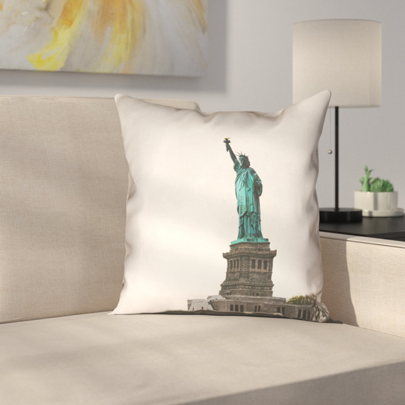 Housse de coussin en coton à imprimé double face 100% statue of liberty, 26 po x 26 po