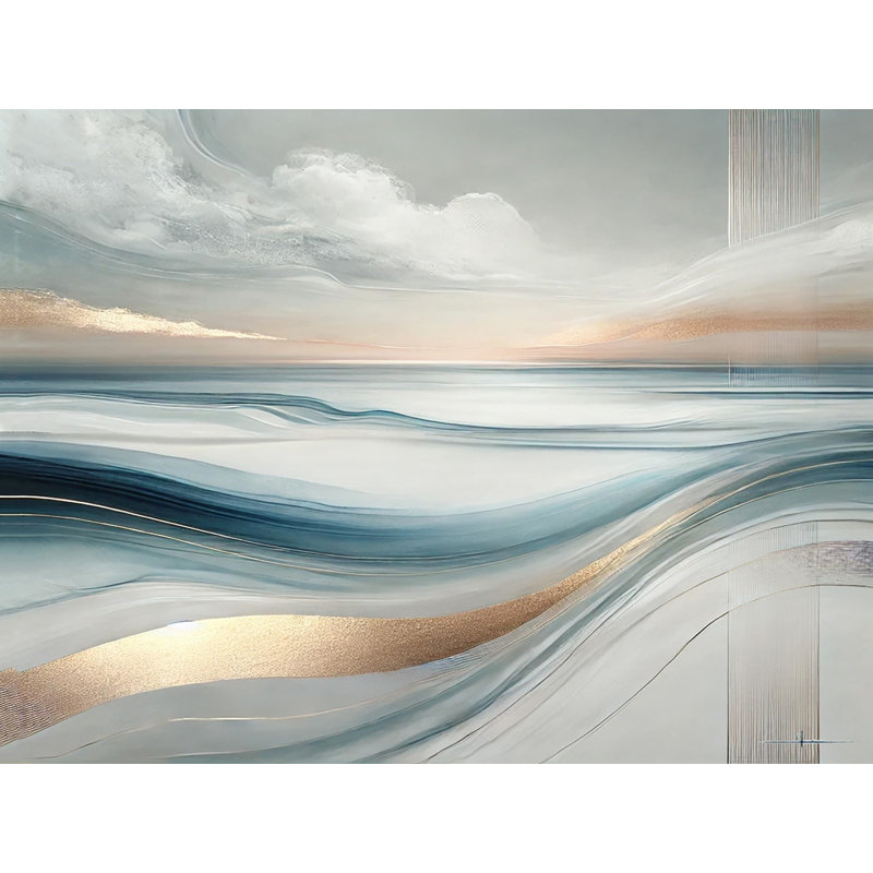 Horizon Serenity - art abstrait sur toile tendue paysage marin, 36" H x 48" W x 1.5" D