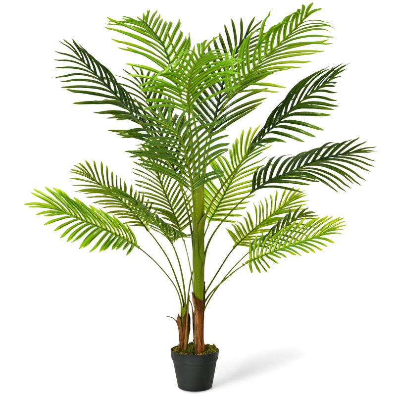 130cm Faux Palm Tree in Wood Planter