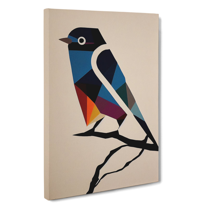 Geometric Bird No.3 Abstract - Wrapped Canvas Print, 76cm H x 50cm W x 3cm D