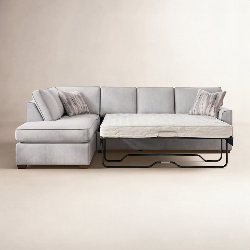 Frye Sleeper Sectional, Frost White, Beige Solid; 0851-73, Right Hand Facing