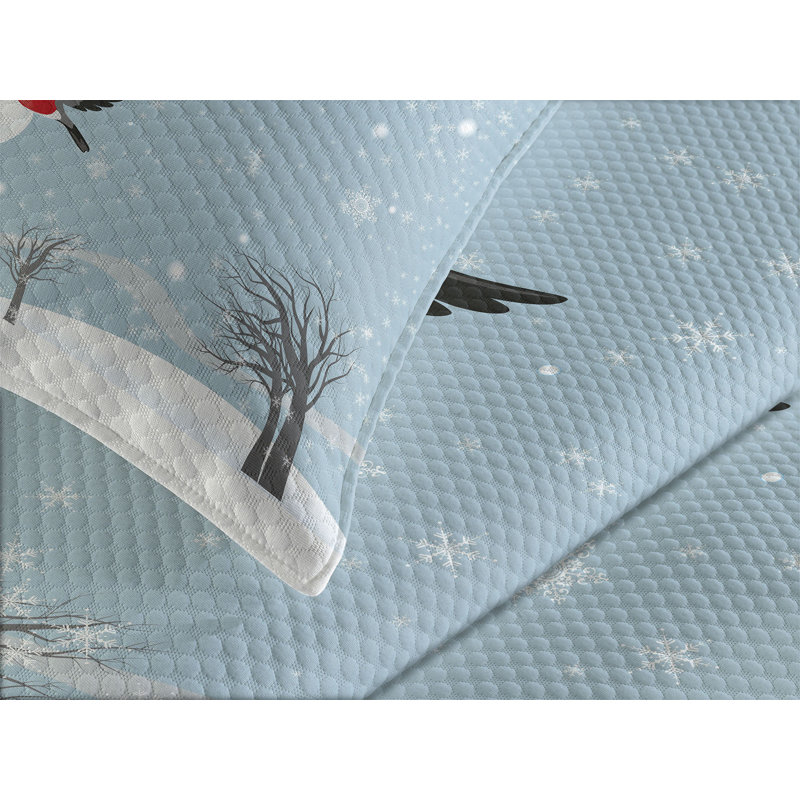 Ambensonne Snowman Bedspread New Year's Multicolor, King Coverlet/Bedspread + 2 Pillow Shams