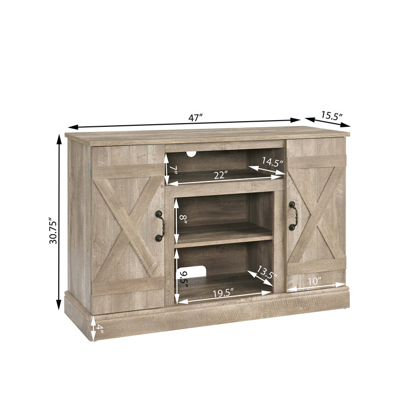 Meuble télé, console de divertissement et foyer électrique 18 po August Grove®, Gris délavé