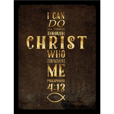 " I Can Do All Things Gold Foil Cross Poster " Textual Art Print