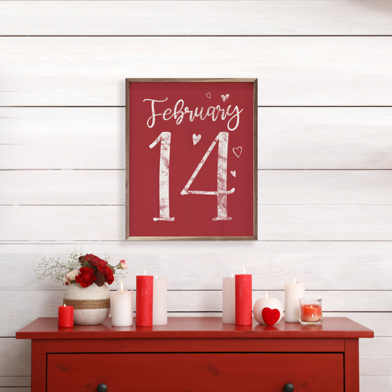Cœurs du 14 février, L 8 po x H 10 po, Rouge / Blanc