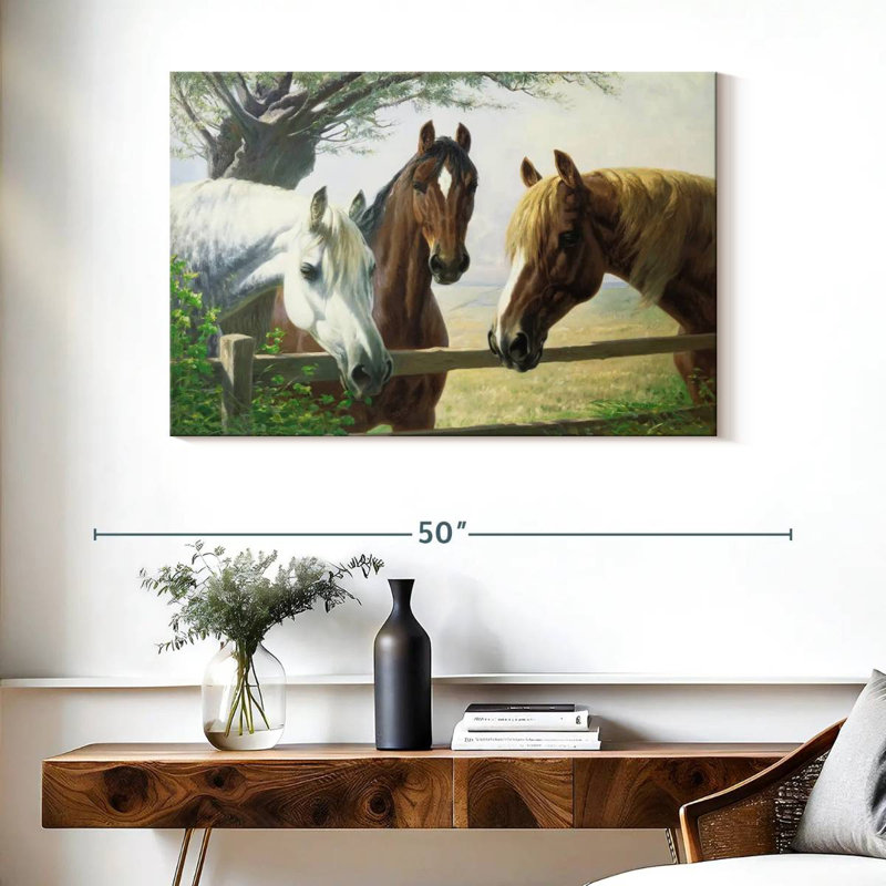 Old Friends Horses, H 26 po x l 39 po