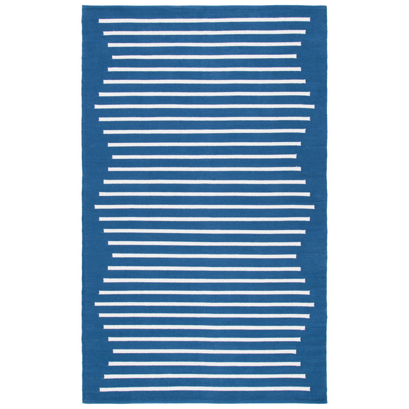Estyn Hand Woven Cotton Striped Rug, Rectangle 5' x 8'