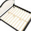 King Size Wood Platform Bed with Upholstered Headboard, Solid Pine Wood Bed Frame, No Box Spring Needed, Easy Assembly, Black Frame+Beige Fabric-740889034-740889047