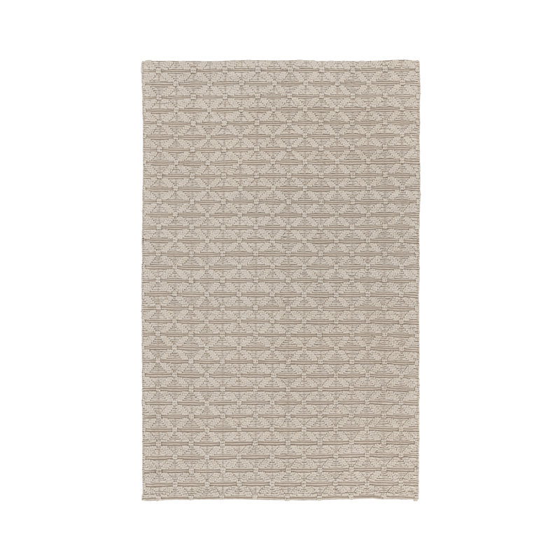 Tapis Portola en laine mélangée tissé à la main, Beige