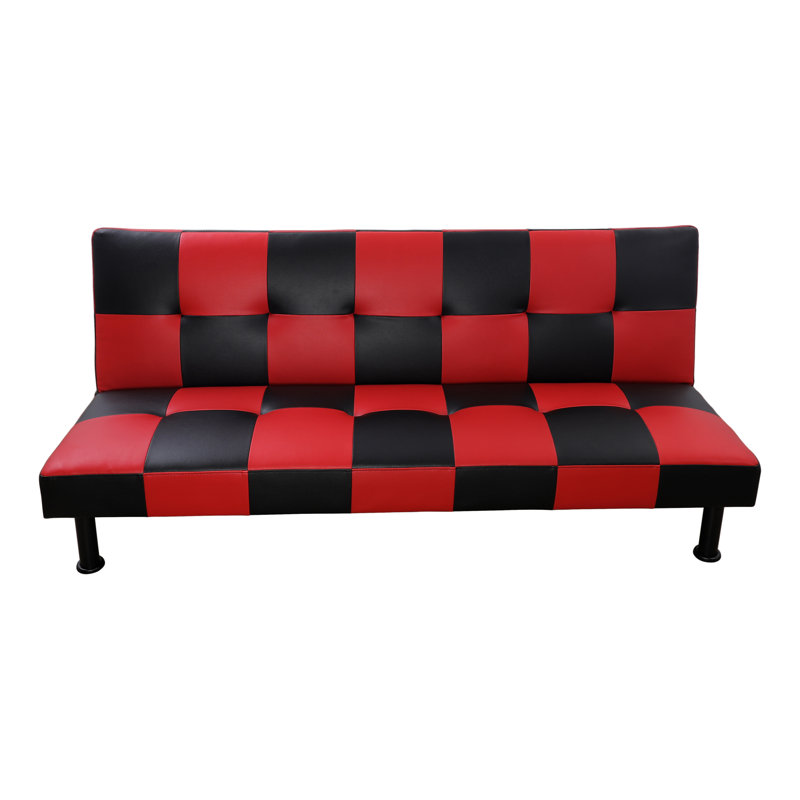 Canapé convertible en similicuir Evianna, Simili cuir noir / rouge