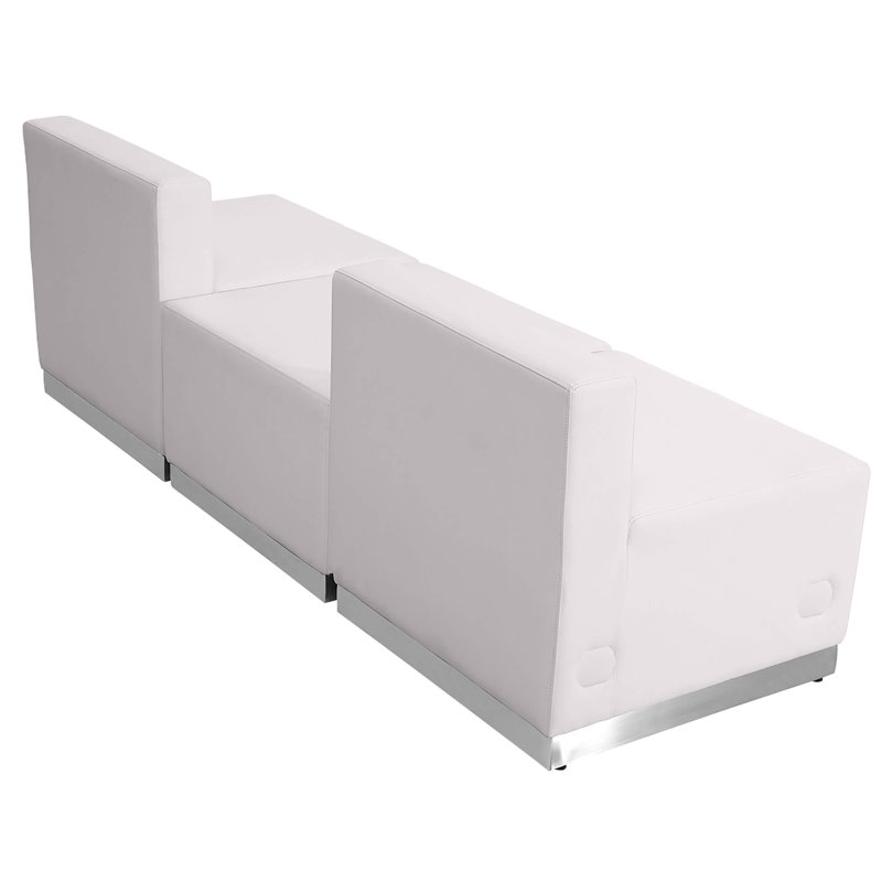 Configuration de réception modulaire 3 pièces Hercules Alon LeatherSoft avec dossier et siège tendus, Blanc