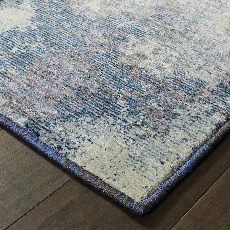 Tapis bleu marine / ivoire Knox, Forme rectangulaire 1 pi 10 po x 3 pi 2 po