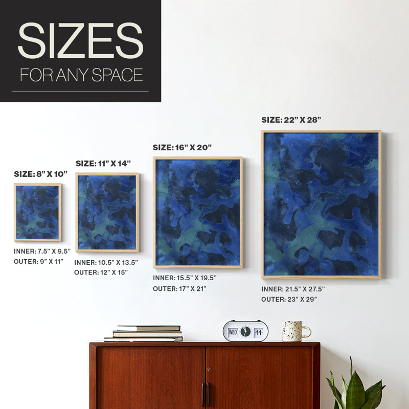 Cobalt Galaxy I Framed Print - Solid Wood, Natural, 11" H x 9" W