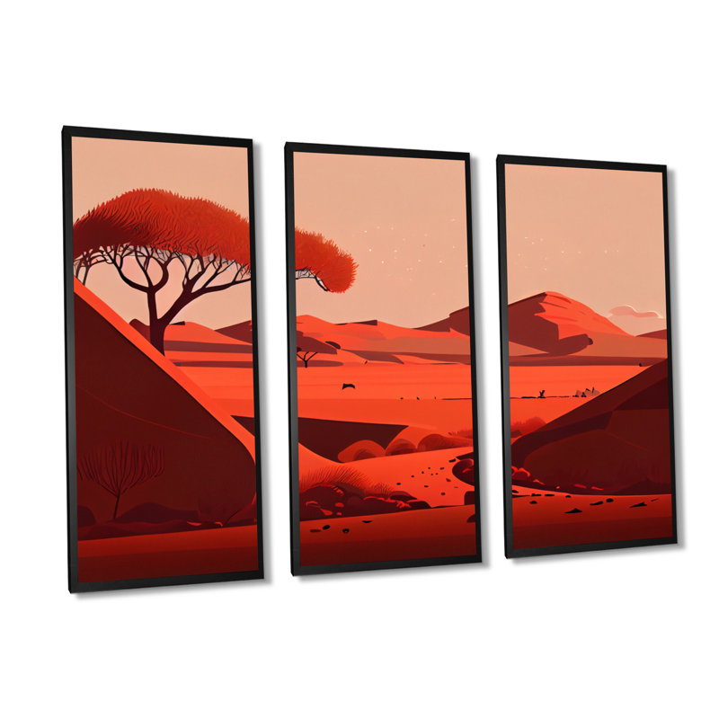 Arbre unique dans les montagnes de terre cuite II Arbre unique dans les montagnes de terre cuite II - 3 pièces sur toile