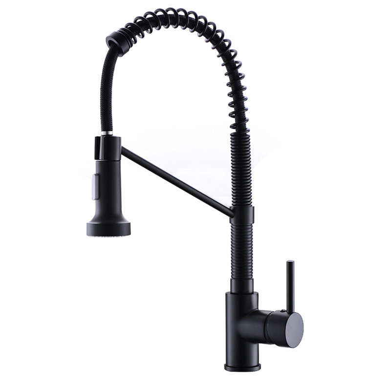 Robinet de cuisine à eau chaude et froide, noir, rétractable, laiton, robinet de mélange de température à un trou