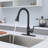 FixtureDisplays® Black Kitchen Faucets with Pull Down Sprayer, Single Handle High Arc Brushed Nickel Pull Out Kitchen Faucet, Single Level Stainless Steel Kitchen Sink Faucet, for Farmhouse Camper Bar 22120-103448202