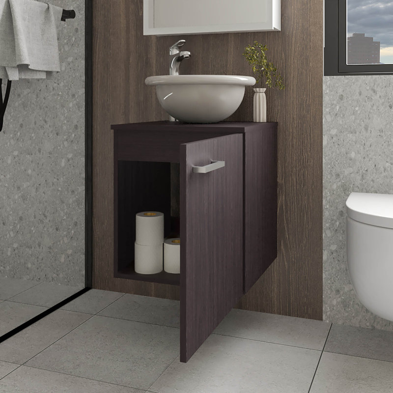 Meuble-lavabo blanc Pirtleville, Wengé