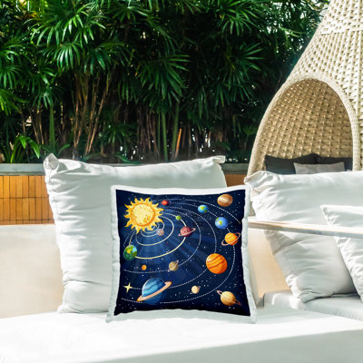 Coussin extérieur Planets In Orbit, imprimé par Creative Studio, 18 x 7 x 18