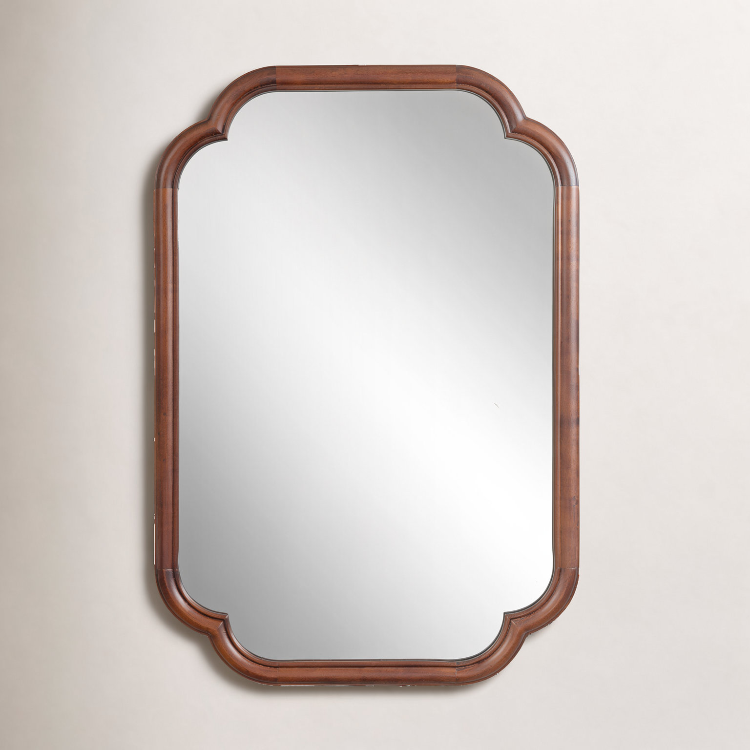 Brandis 34" Accent Mirror, 36" x 24", Rustic Brown, Scalloped