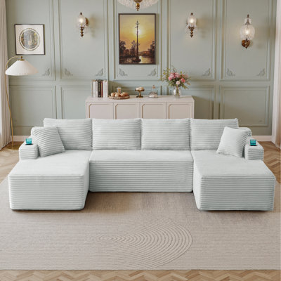 133" L-Shaped Sectional Sofa Couch, Modern Modular Cloud Couch With Chaise For Living Room, Upholstered Boneless Design