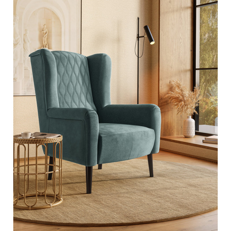 Smelley Upholstered Armchair, Navy Blue