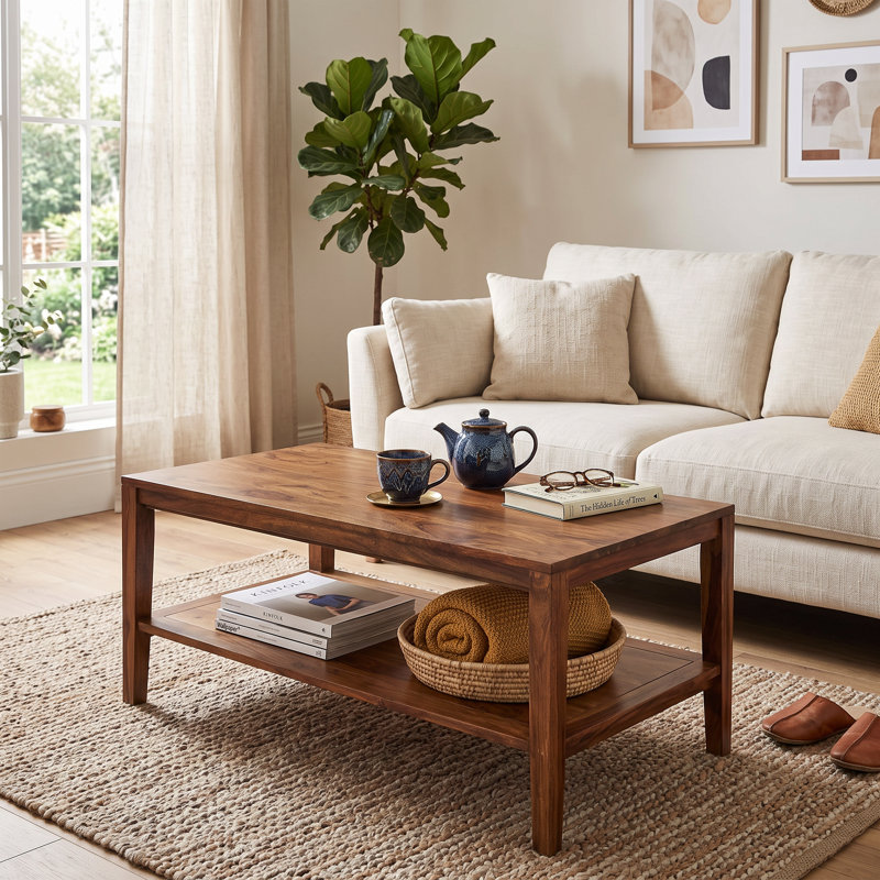 Debbra Solid Wood Single Coffee Table, Natural