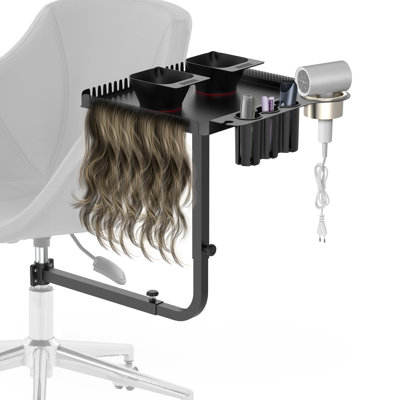 360 Degree Metal Rotating Salon Hairstylist Tray Attached To Chair, For Barber Chair, Massage Salon Chair, With 2 Magnetic Bowls