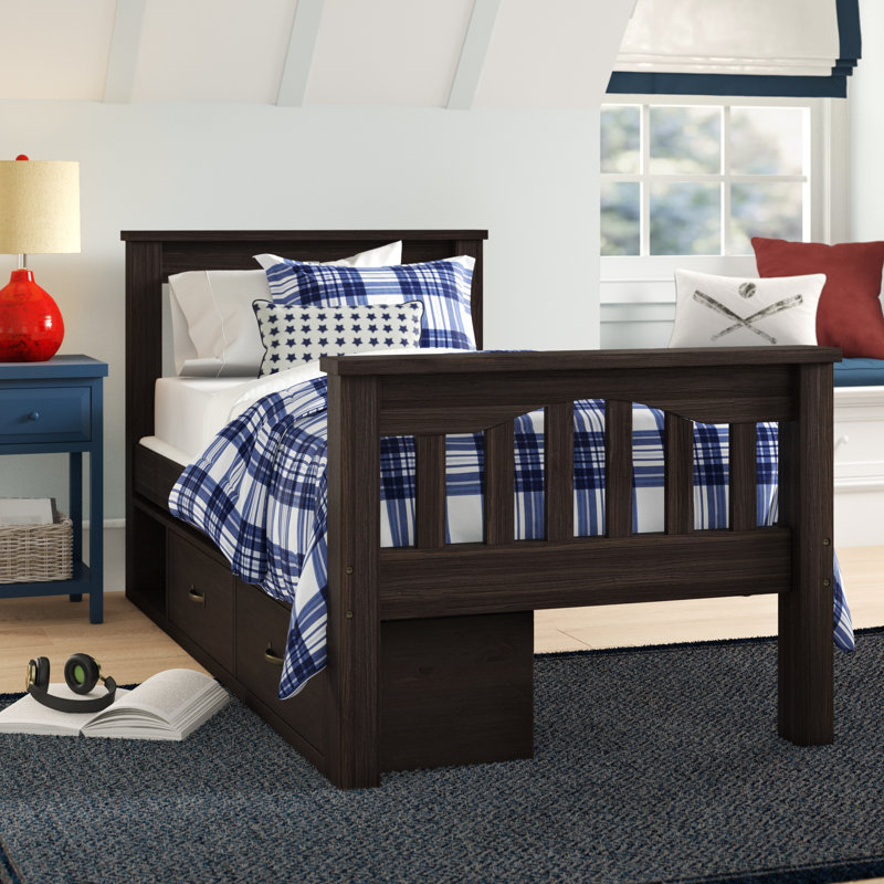 Lit plateforme simple avec rangement Mateo, Espresso