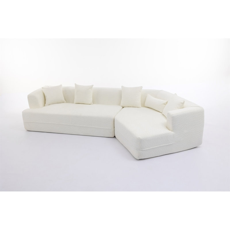 Elijus Upholstered Sectional, Creamy White Fabric