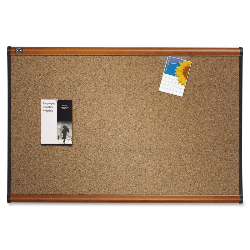 Quartet® Cork Wall Bulletin Board, Light Cherry, 36" H x 48" W