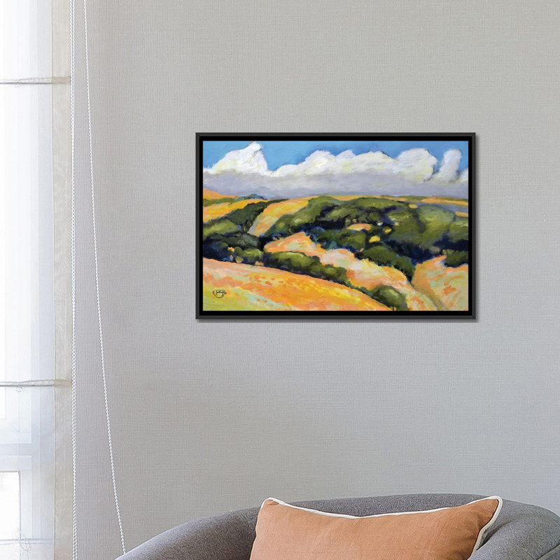 « clouds on summer hills », reproduction sur toile, H 18 po x l 26 po x P 1,5 po, Toile avec cadre noir