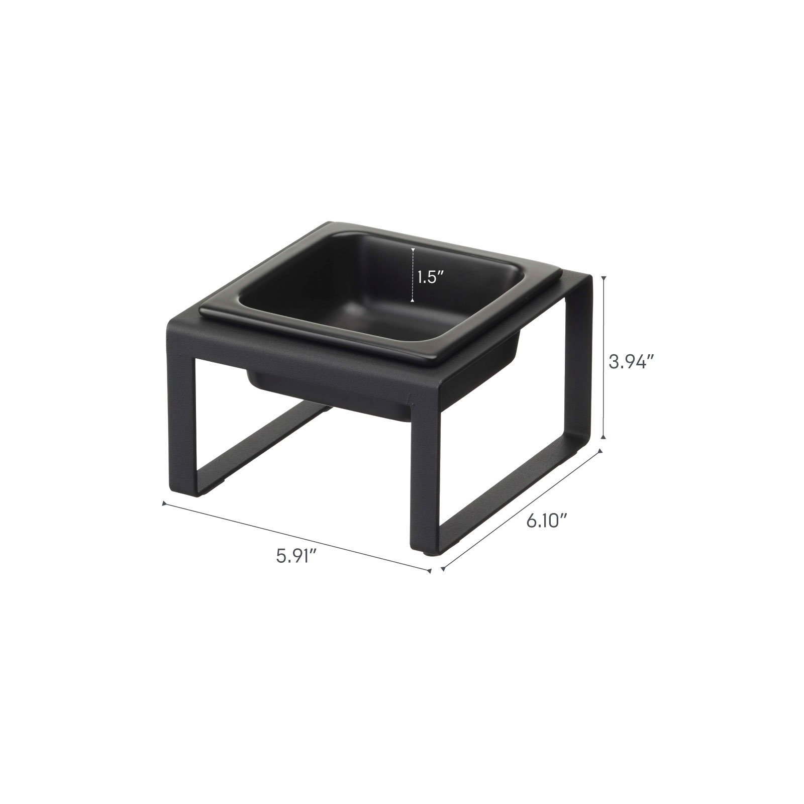 Steel and Ceramic Elevated Feeder, Black