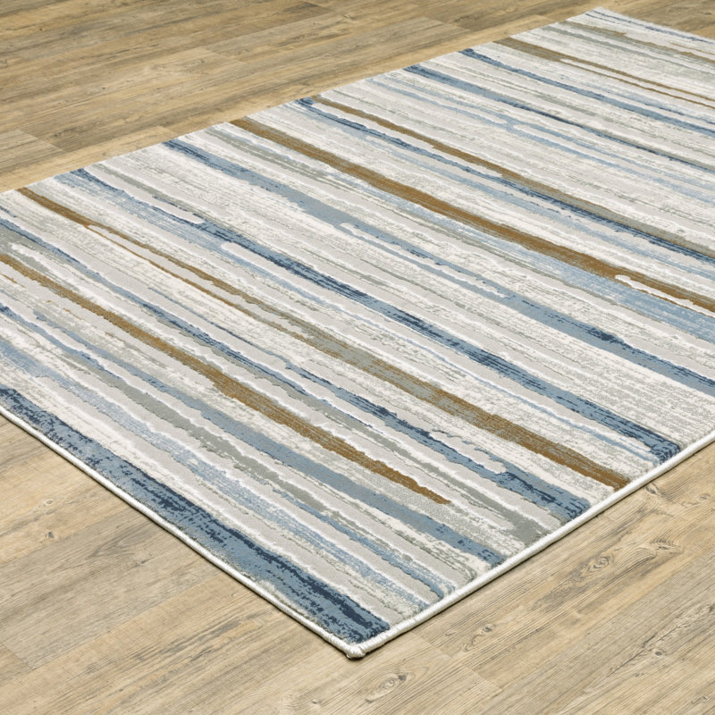 Tapis 5 pi x 8 pi gris, bleu, ivoire, brun, beige, bleu marine et bleu marine