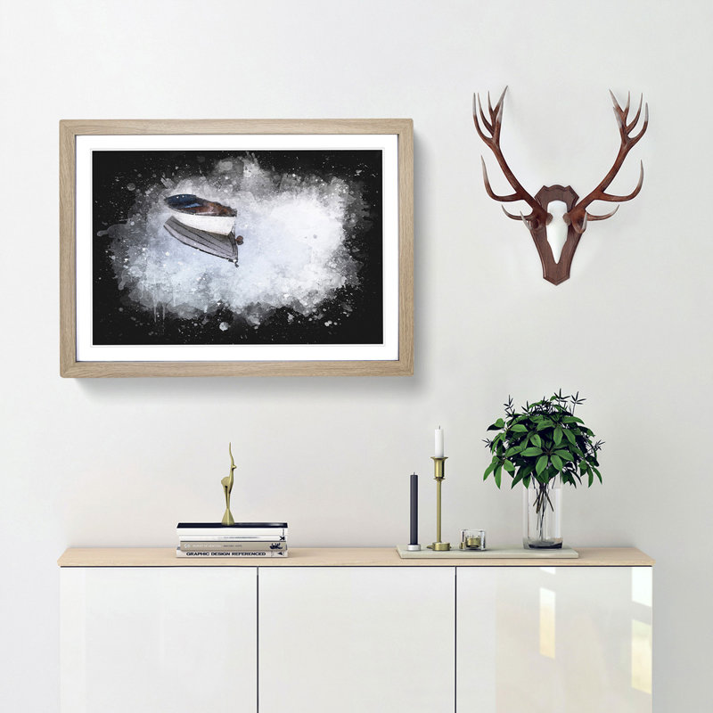 Reflection Of A Boat - Picture Frame Graphic Art, 33cm H x 45cm W x 2cm D, Oak Framed