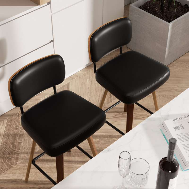 Tabouret pivotant rembourré à hauteur de bar, Noir