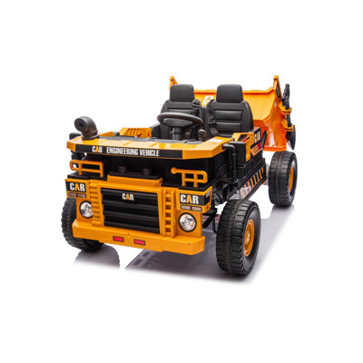 12V 2 Seater Ride On Dump Truck, 2WD 6-Wheel Ride On Toys For Big  With Remote Control, Toy Shovel, LED Lights & Music, Suspension Spring - Ages 3+